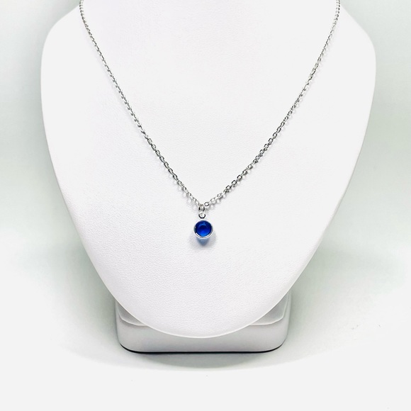 September Swarovski Crystal Necklace, Sapphire Swarovski Crystal, Handmade - Picture 5 of 5
